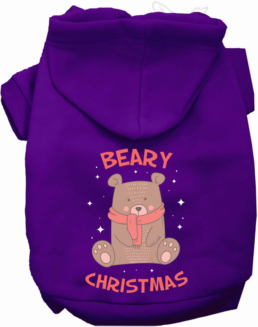 Purple Beary Christmas pet hoodie with bear design