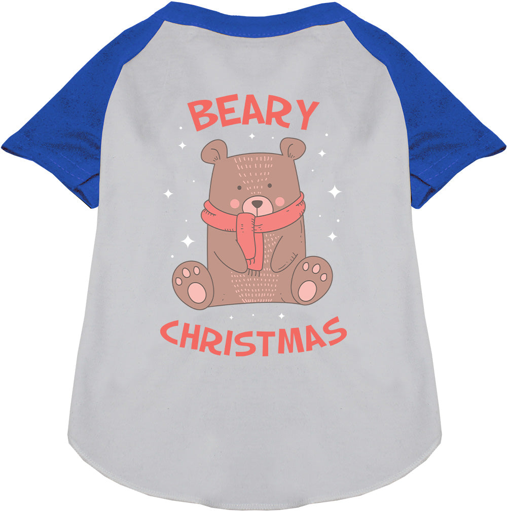 Blue Beary Christmas pet raglan shirt with bear design