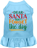 Blue pet dress with 'Dear Santa Don't Forget the Dog' print
