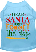 Light blue pet shirt with 'Dear Santa Don't Forget the Dog' design