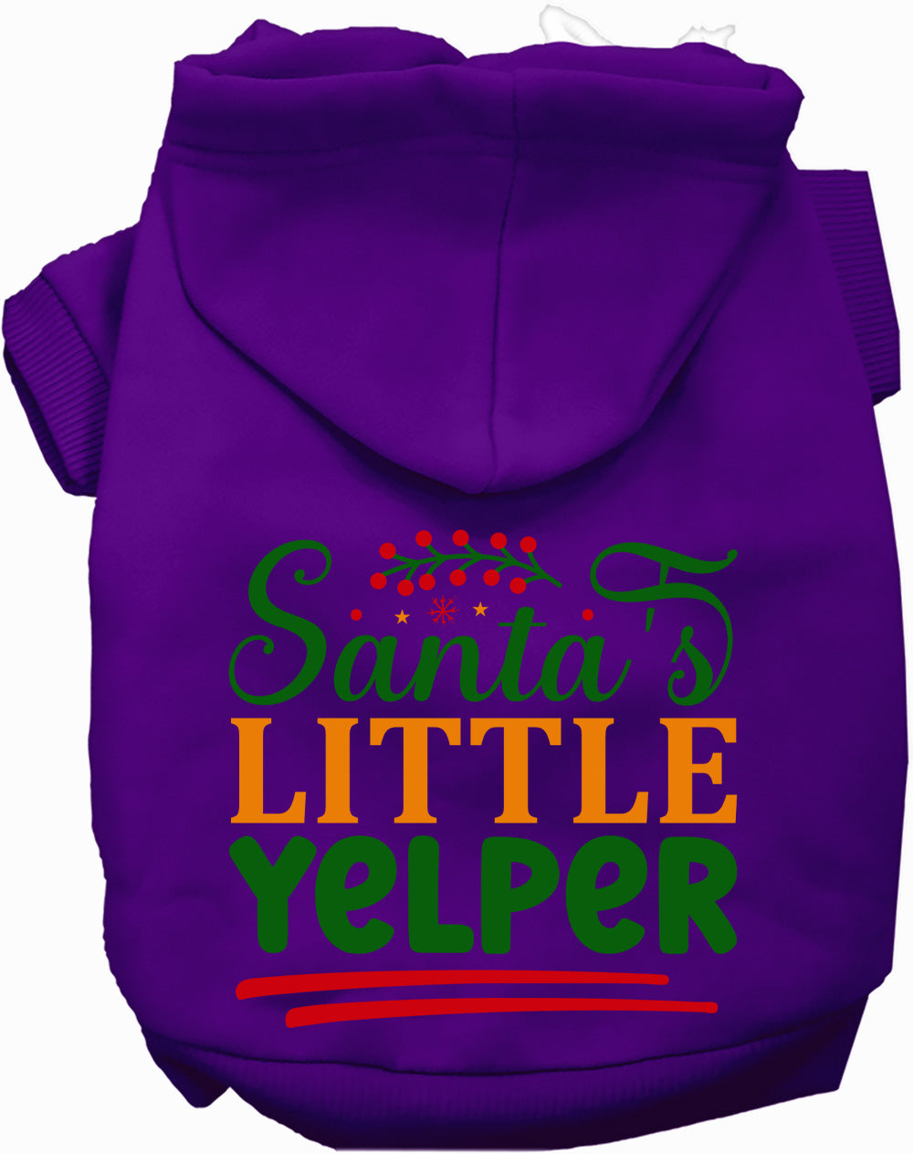 Purple Santa's Little Yelper pet hoodie