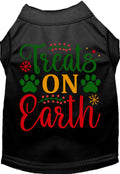 Black Treats on Earth pet shirt with festive design