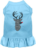 Blue pet dress with reindeer design