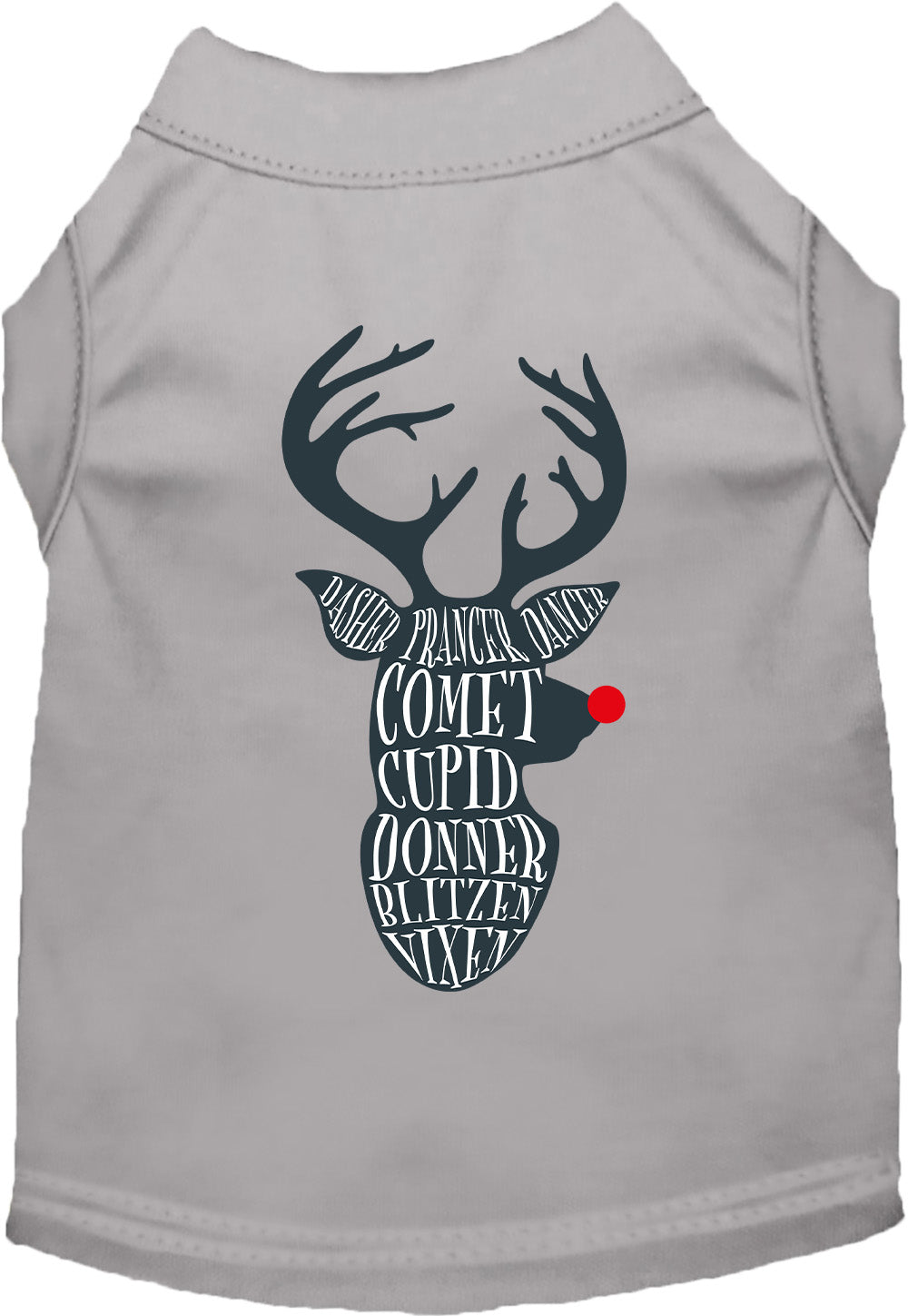Gray pet shirt with reindeer design
