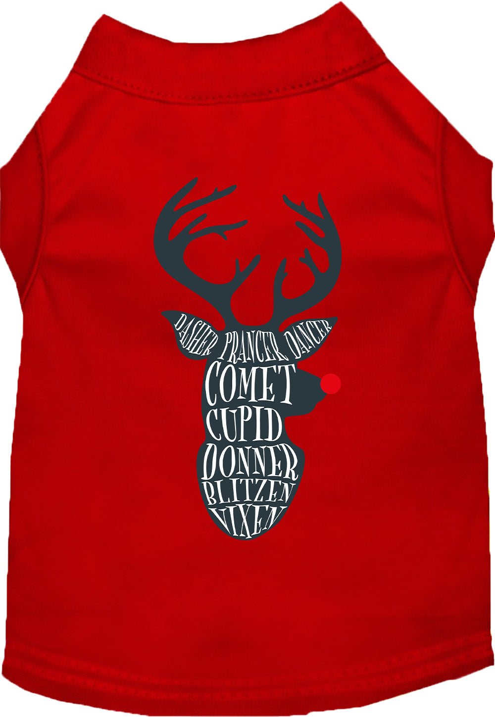 Red pet shirt with reindeer design