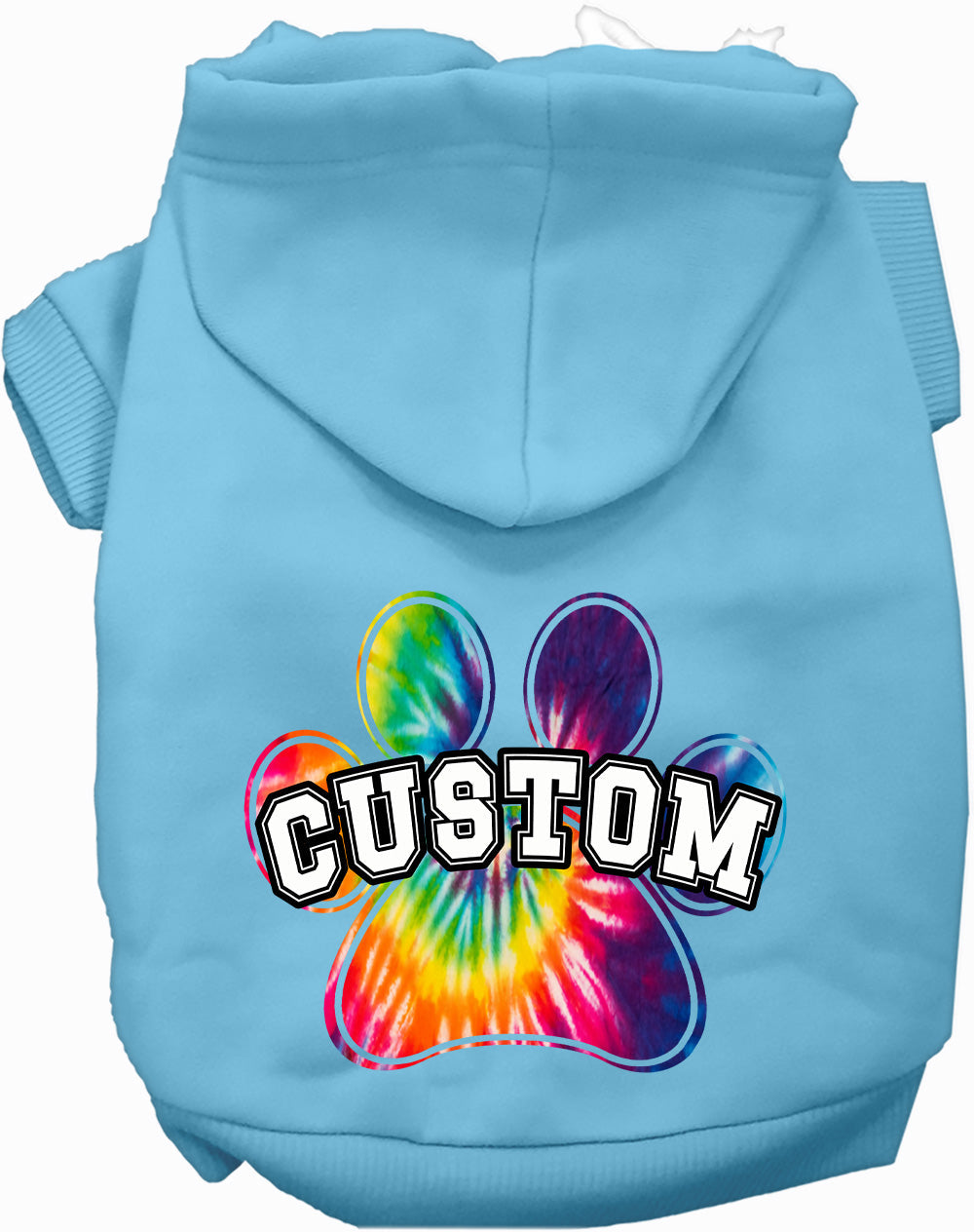 Custom Bright Tie Dye Paw Pet Hoodie