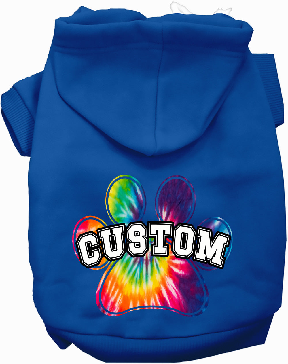 Custom Bright Tie Dye Paw Pet Hoodie