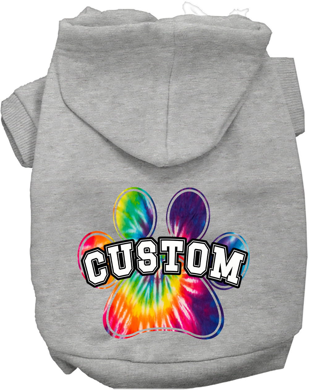 Custom Bright Tie Dye Paw Pet Hoodie