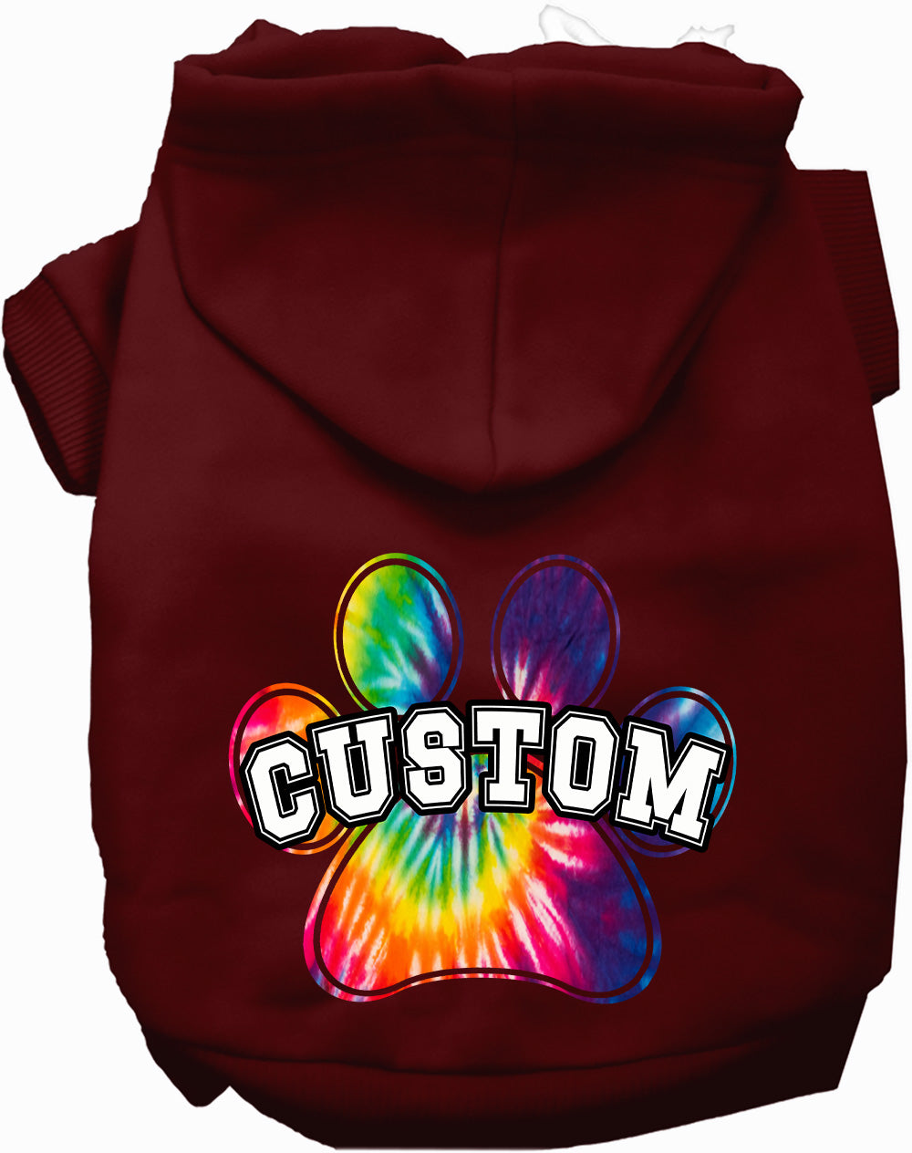 Custom Bright Tie Dye Paw Pet Hoodie