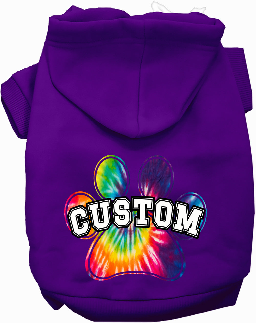 Custom Bright Tie Dye Paw Pet Hoodie