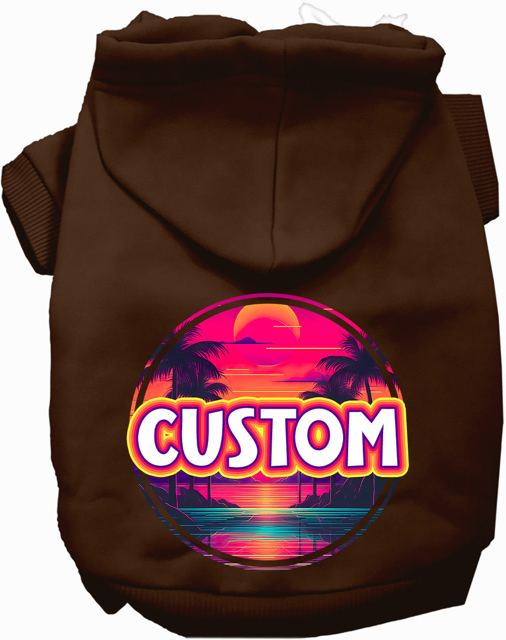 Custom Neon Beach Sunset Pet Hoodie
