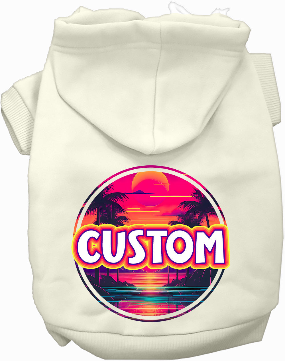 Custom Neon Beach Sunset Pet Hoodie