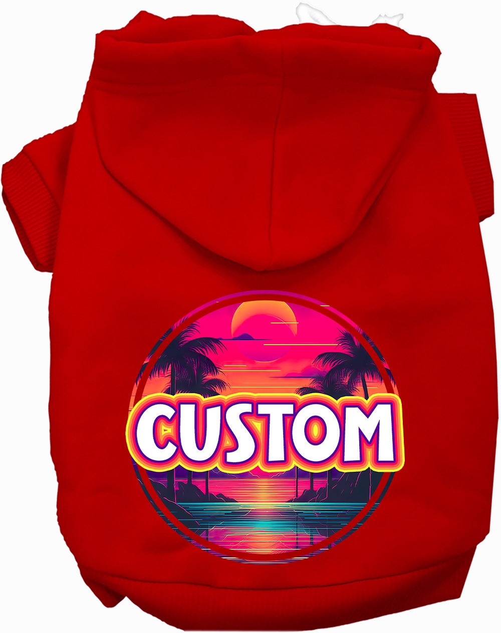 Custom Neon Beach Sunset Pet Hoodie