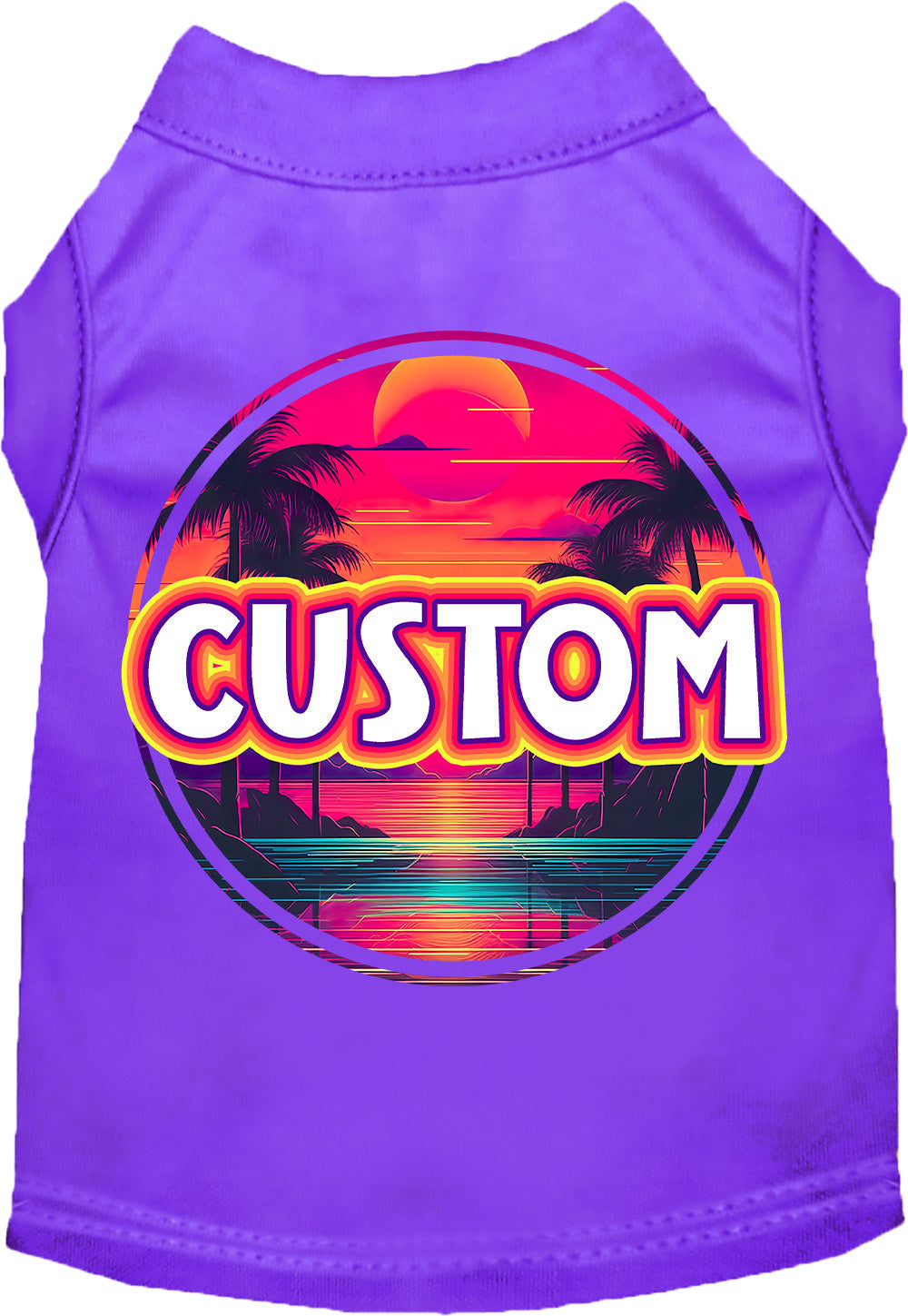 Custom Neon Beach Sunset Pet Shirt