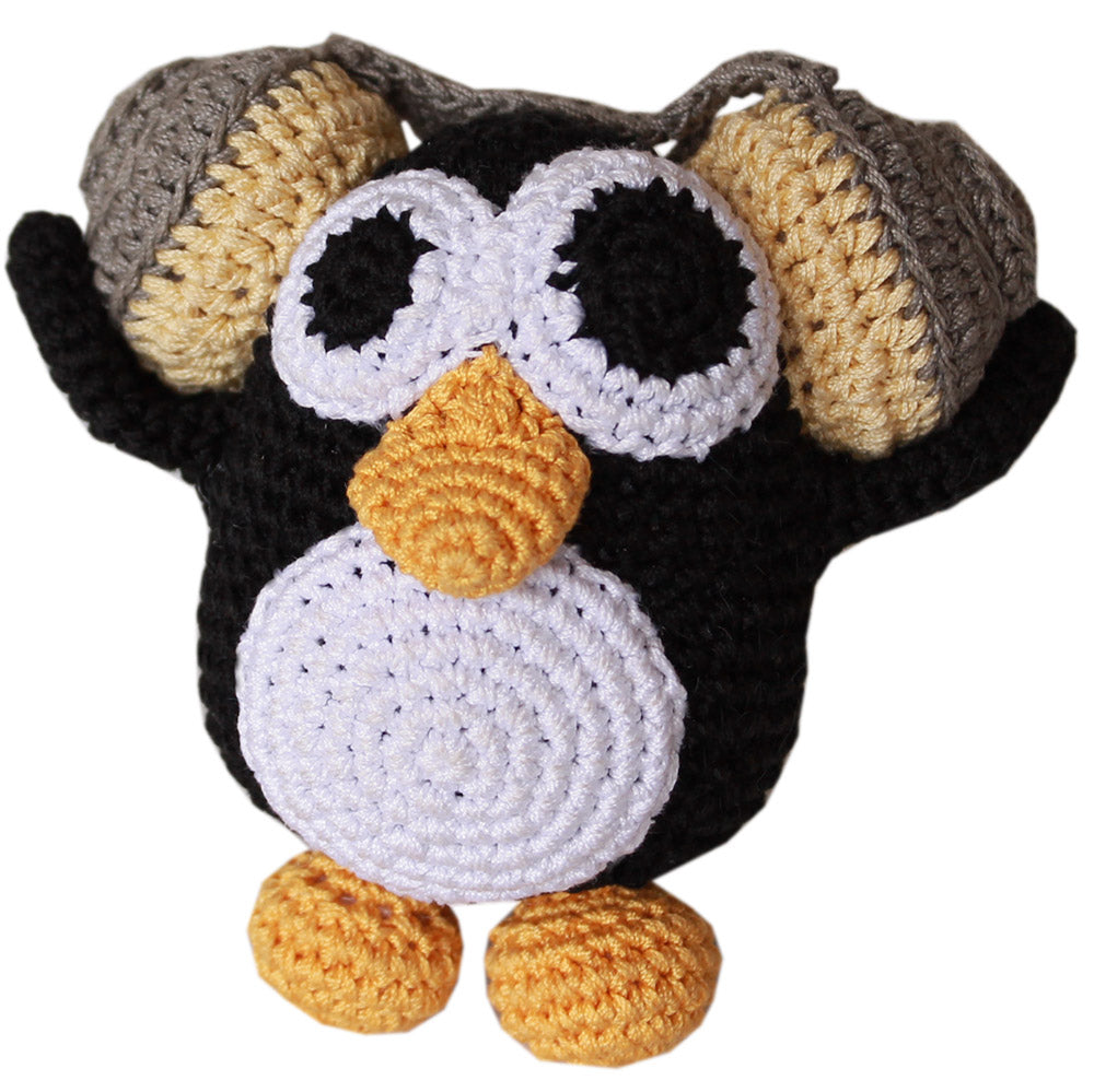 Pinguim Hípster Crocheted Knick Knack Brinquedo para Animais de Estimação