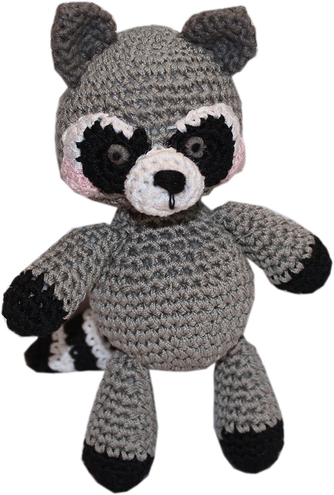 Rowdy der Müllpanda-Waschbär Gehäkelte Strick-Tier-Spielzeug