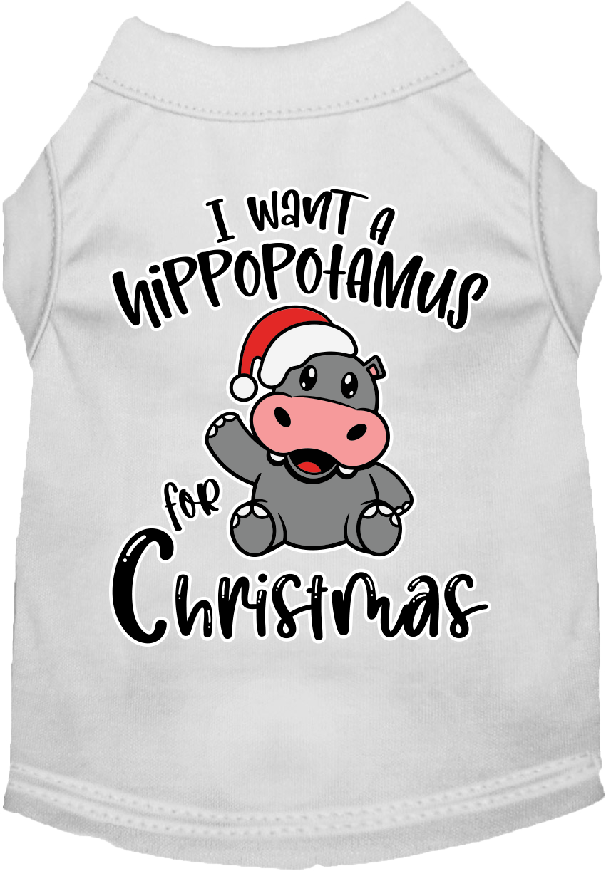 Christmas Pet Dog & Cat Shirt, "I Want A Hippopotamus For Christmas"
