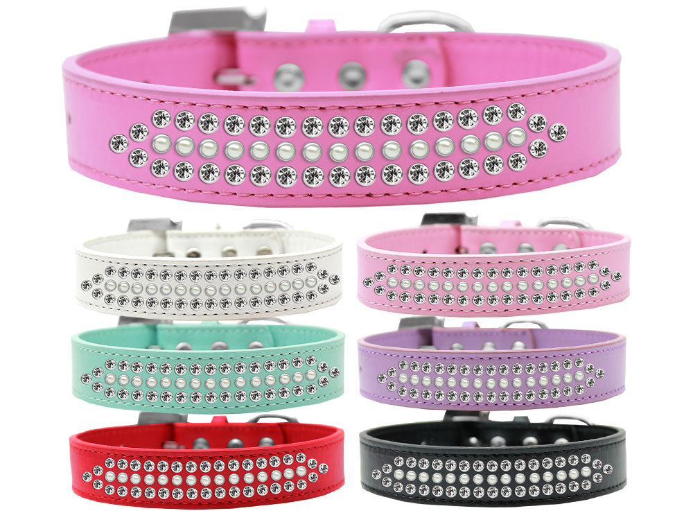 Ritz Pearl and Clear Crystal Dog Collar