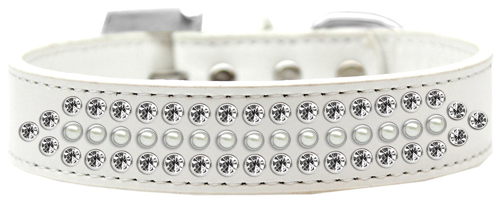 Ritz Pearl and Clear Crystal Dog Collar
