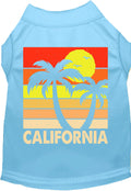 Light blue pet shirt with California retro palms design