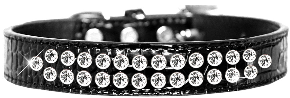 Two Row Clear Jewel Croc Dog Collar