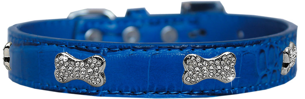 Coleira para cão, cachorro e animal de estimação "osso de cristal" em pele de crocodilo com design.