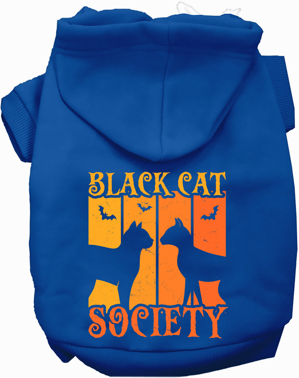 Black Cat Society pet hoodie in blue