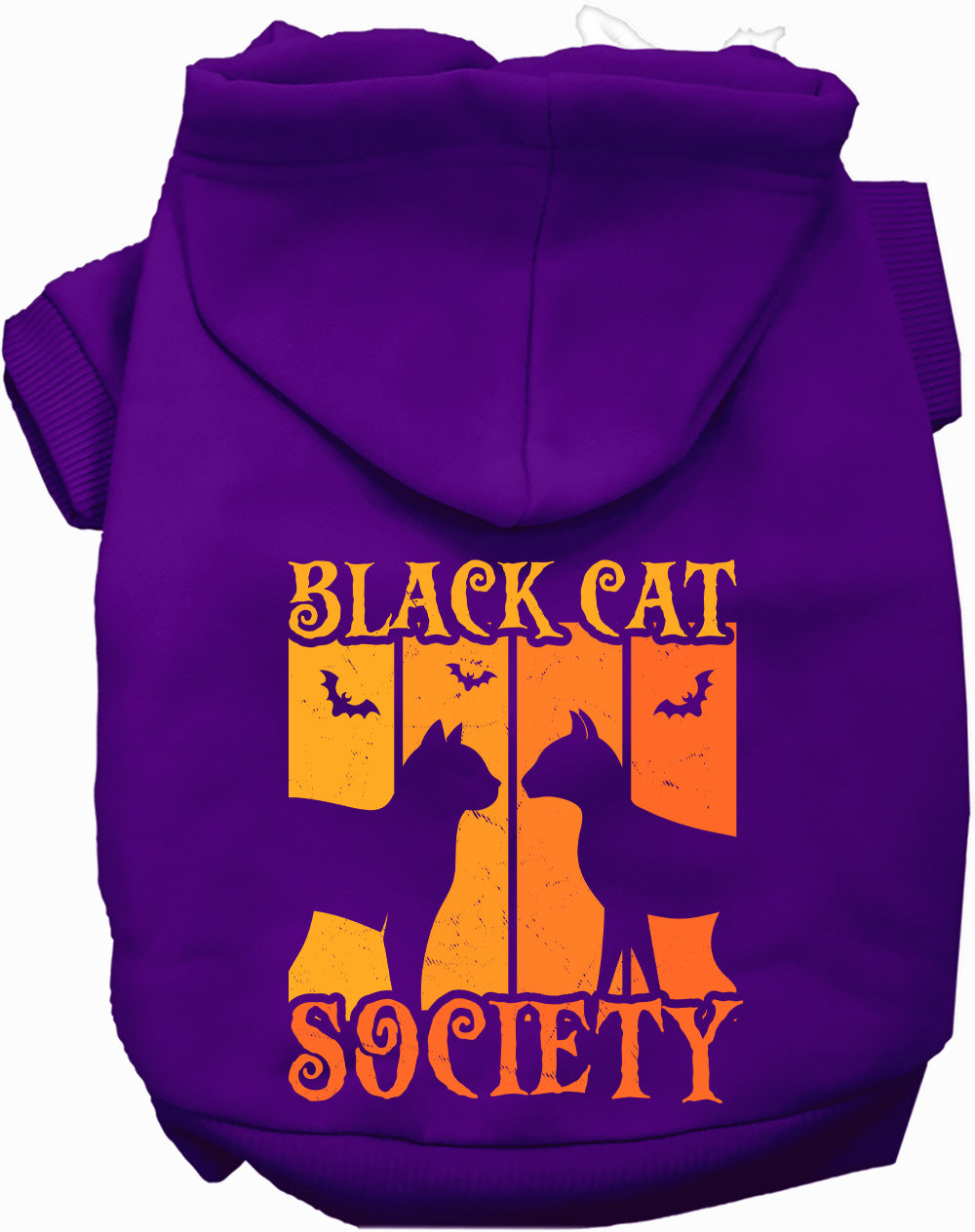 Black Cat Society pet hoodie in purple