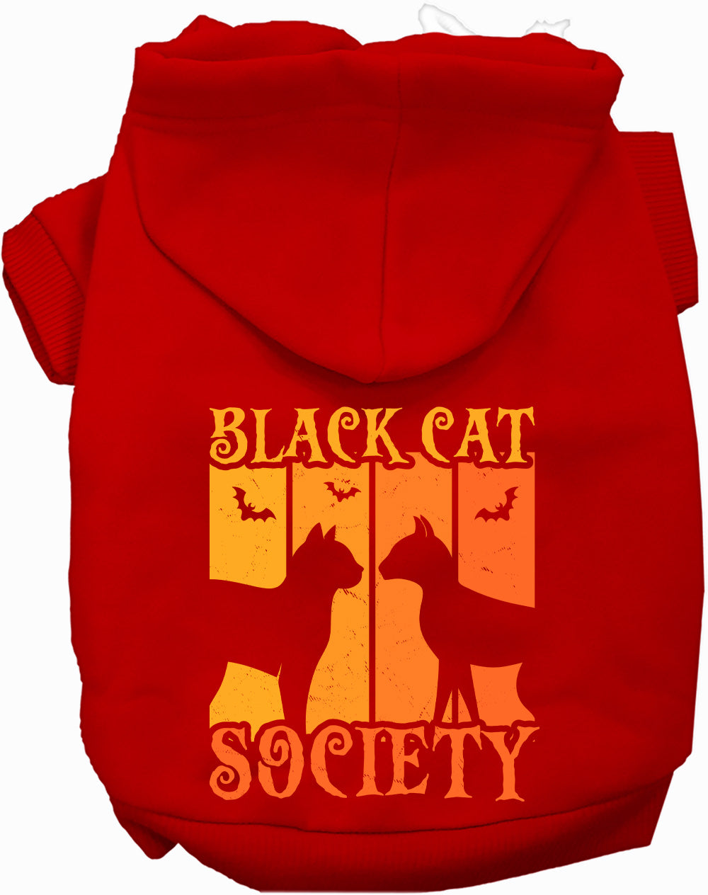 Black Cat Society pet hoodie in red