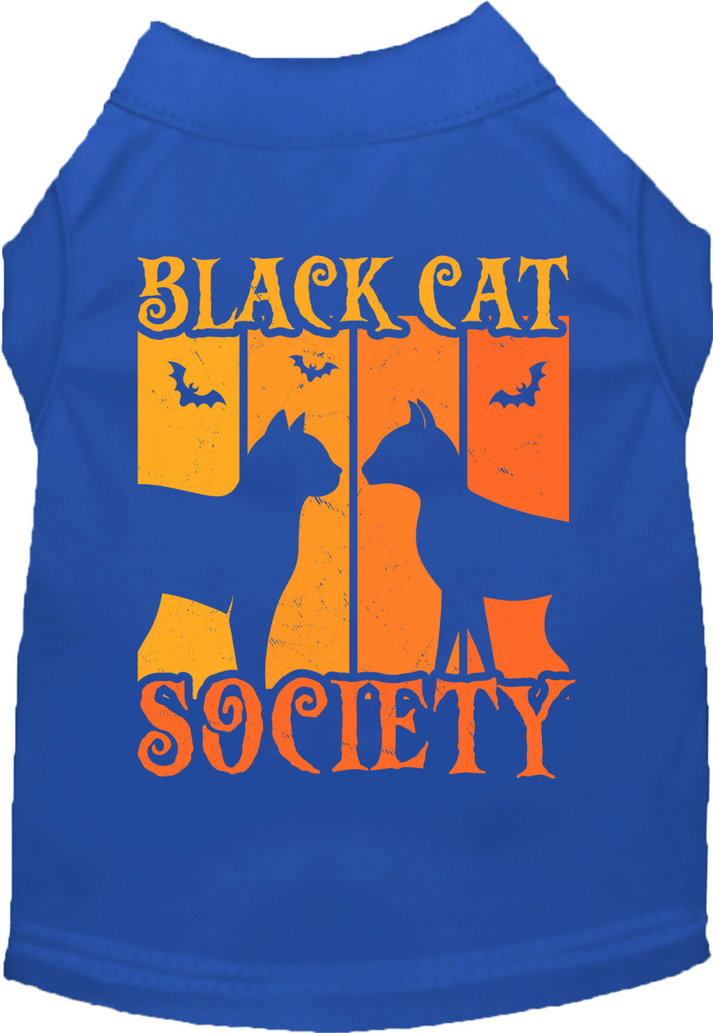 Blue Black Cat Society pet shirt with Halloween design
