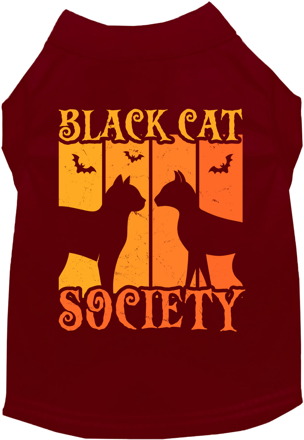 Maroon Black Cat Society pet shirt with Halloween design
