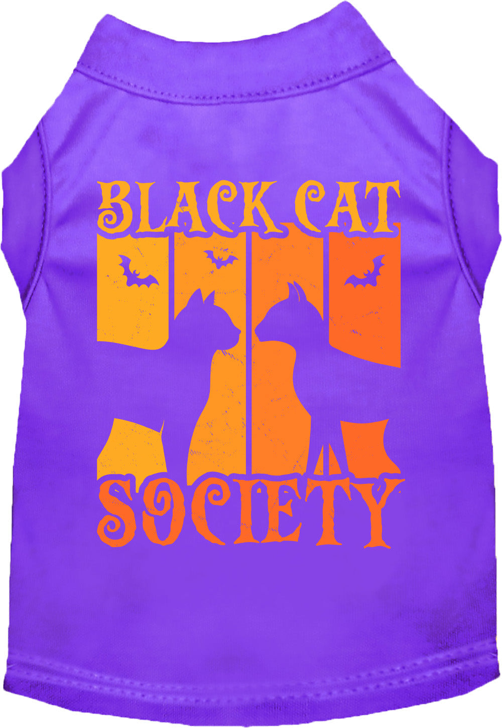 Purple Black Cat Society pet shirt with Halloween design