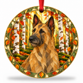 Original Belgian Laekenois stained glass style porcelain Christmas ornament with red ribbon
