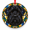 Black Russian Terrier Solid Black porcelain Christmas ornament with red ribbon — ORN-10268