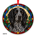 Blue Picardy Spaniel blue roan stained glass style Christmas ornament