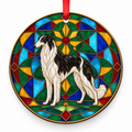 Borzoi Black and White porcelain Christmas ornament with red ribbon — ORN-10293