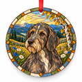 Bosnian Coarse-haired Hound (Barak) Earth Gray porcelain Christmas ornament with red ribbon — ORN-10302
