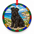 Bouvier des Flandres Black porcelain Christmas ornament with red ribbon — ORN-10313