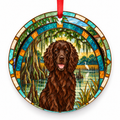 Boykin Spaniel Brown stained glass style Christmas ornament