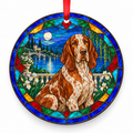 Bracco Italiano Chestnut Roan porcelain Christmas ornament with red ribbon — ORN-10320