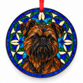 Brussels Griffon Belge porcelain Christmas ornament with red ribbon — ORN-10360