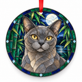 Burmese Blue porcelain Christmas ornament with red ribbon — ORN-10372