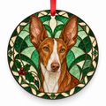 Canarian Warren Hound Red and White porcelain Christmas ornament with red ribbon — ORN-10394