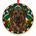 Castro Laboreiro Dog Brindle porcelain Christmas ornament with red ribbon — ORN-10405