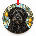Catalan Sheepdog Black porcelain Christmas ornament with red ribbon — ORN-10406