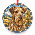 Cesky Terrier Light Coffee Brown porcelain Christmas ornament with red ribbon — ORN-10424