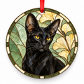 Chausie Black porcelain Christmas ornament with red ribbon — ORN-10427