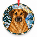 Chinook Tawny porcelain Christmas ornament with red ribbon — ORN-10449