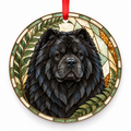 Chow Chow Black porcelain Christmas ornament with red ribbon — ORN-10450