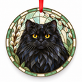 Cymric Black porcelain Christmas ornament with red ribbon — ORN-10505